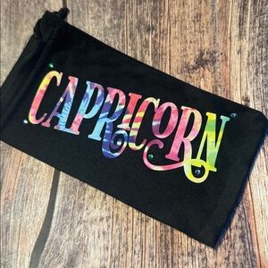 NEW Black Drawstring Sunglass Pouch with Capricorn Design Item #PHK7085
